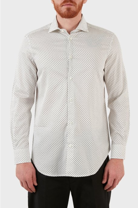 Emporio Armani Pamuklu Desenli Regular Fit Erkek Gömlek 3L1C86 1NPBZ F133 BEYAZ - Emporio Armani