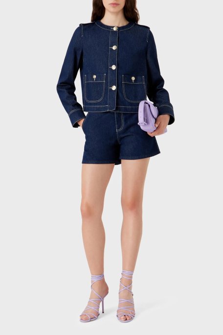 Emporio Armani Pamuklu Düğmeli Denim Bayan Ceket 3D2G63 2DM1Z 0941 LACİVERT - Emporio Armani (1)