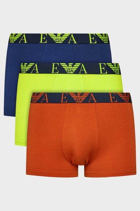 Emporio Armani Pamuklu Esnek 3 Pack Erkek Boxer 111357 3F715 09151 Tarçın-Yeşil-Lacivert - Emporio Armani