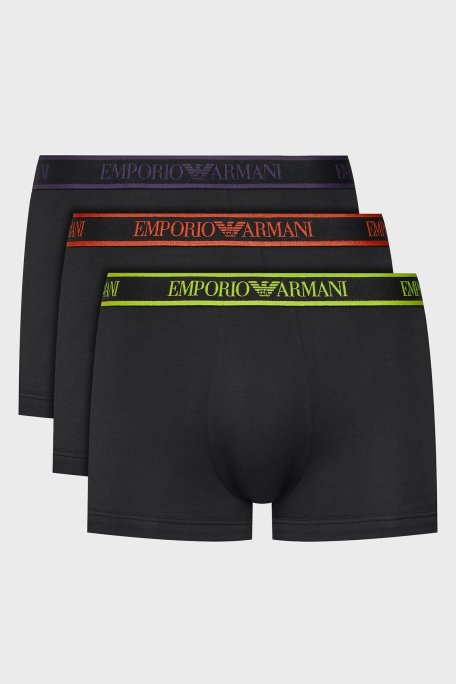 Emporio Armani Pamuklu Esnek 3 Pack Erkek Boxer 111357 3F717 29821 SİYAH - Emporio Armani