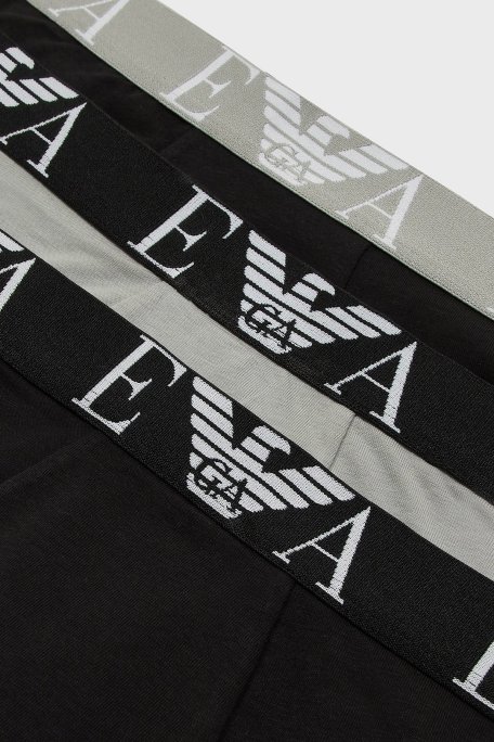 Emporio Armani Pamuklu Esnek 3 Pack Erkek Boxer 111357 4R715 35321 SİYAH-GRİ - Emporio Armani (1)