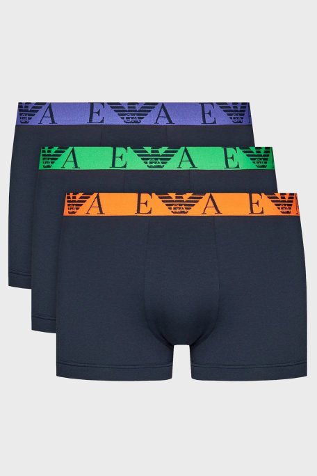 Emporio Armani Pamuklu Esnek 3 Pack Erkek Boxer 111357 4R715 70435 Turuncu-Mor-Yeşil - Emporio Armani