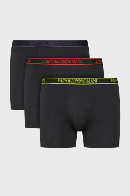 Emporio Armani Pamuklu Esnek 3 Pack Erkek Boxer 111473 3F717 29821 SİYAH - Emporio Armani