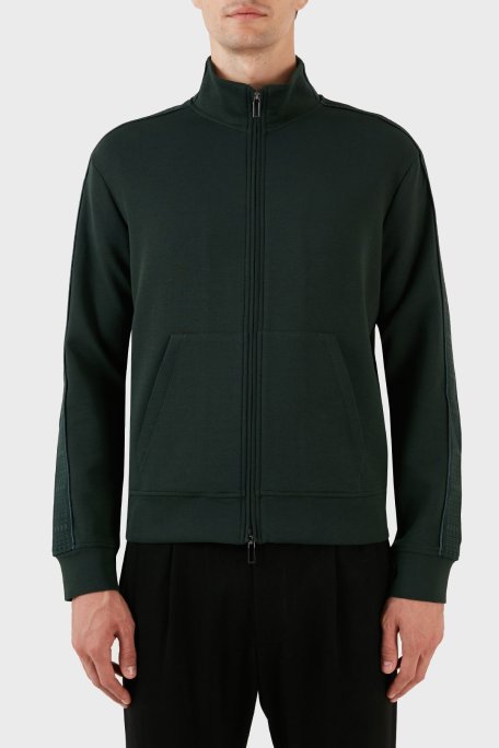 Emporio Armani Pamuklu Fermuarlı Kanguru Cepli Dik Yaka Regular Fit Erkek Sweat 6R1MF1 1JHSZ 0565 HAKİ - Emporio Armani