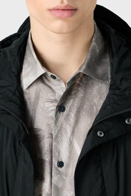 Emporio Armani Pamuklu İpeksi Oversize Kısa Kollu Erkek Gömlek 3D1CG7 1NRDZ F617 GRİ - Emporio Armani (1)