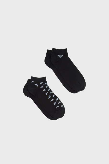 Emporio Armani Pamuklu Logolu 2 Pack Erkek Çorap EM000538 AF20085 MC402 SİYAH - Emporio Armani