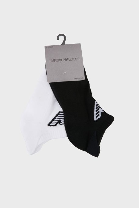 Emporio Armani Pamuklu Logolu 2 Pack Erkek Çorap EM003751 AF20084 MC001 SİYAH-BEYAZ - Emporio Armani (1)