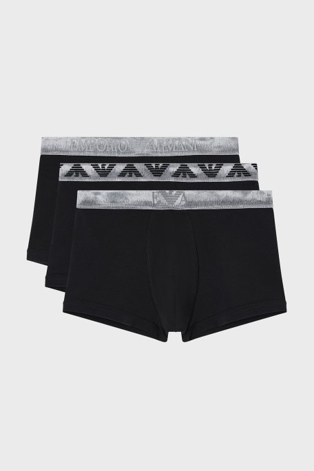 Emporio Armani Pamuklu Logolu 3 Pack Erkek Boxer EM000259 AF18886 MC061 SİYAH - Emporio Armani