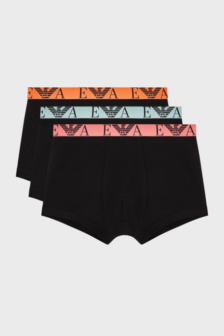 Emporio Armani Pamuklu Logolu 3 Pack Erkek Boxer EM000259 AF20668 MC061 SİYAH - Emporio Armani