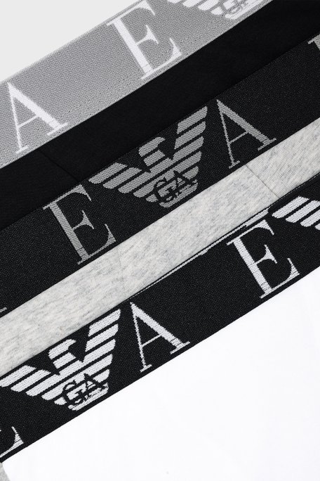 Emporio Armani Pamuklu Logolu 3 Pack Erkek Boxer EM000259 AF20668 MC197 Siyah-Gri-Beyaz - Emporio Armani (1)