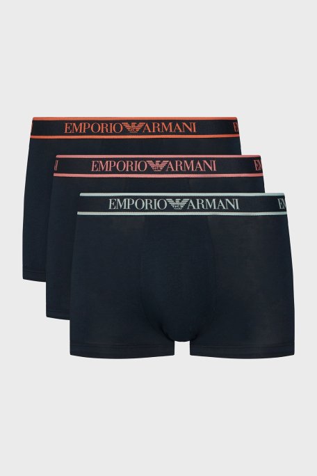 Emporio Armani Pamuklu Logolu 3 Pack Erkek Boxer EM000259 AF20669 MB139 LACİVERT - Emporio Armani