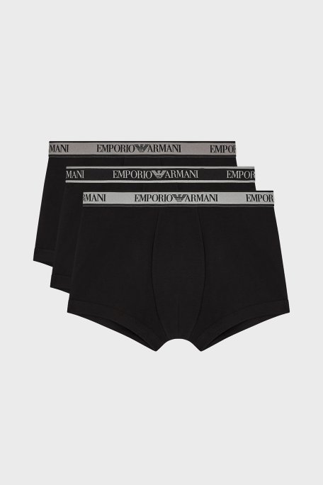Emporio Armani Pamuklu Logolu 3 Pack Erkek Boxer EM000259 AF20669 MC061 SİYAH - Emporio Armani