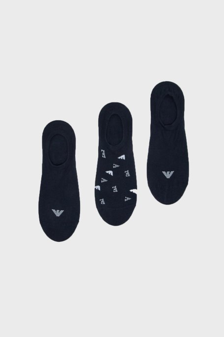 Emporio Armani Pamuklu Logolu 3 Pack Erkek Çorap EM000548 AF20653 MB153 LACİVERT - Emporio Armani