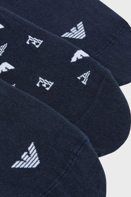 Emporio Armani Pamuklu Logolu 3 Pack Erkek Çorap EM000548 AF20653 MB153 LACİVERT - Emporio Armani (1)