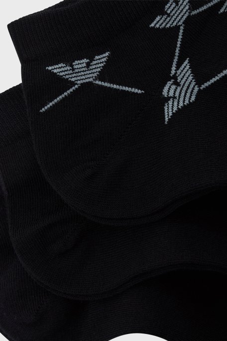 Emporio Armani Pamuklu Logolu 3 Pack Erkek Çorap EM000550 AF20653 MC061 SİYAH - Emporio Armani (1)