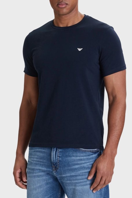 Emporio Armani Pamuklu Logolu Bisiklet Yaka 2 Pack Erkek T Shirt EM000391 AF18881 MB088 LACİVERT BEYAZ - Emporio Armani (1)