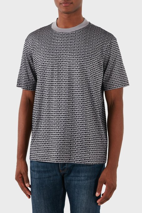 Emporio Armani Pamuklu Logolu Bisiklet Yaka Erkek T Shirt 6D1TD5 1JOSZ 06K3 GRİ - Emporio Armani