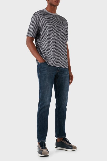 Emporio Armani Pamuklu Logolu Bisiklet Yaka Erkek T Shirt 6D1TD5 1JOSZ 06K3 GRİ - Emporio Armani (1)