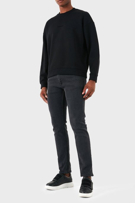 Emporio Armani Pamuklu Logolu Regular Fit Bisiklet Yaka Erkek Sweat 6D1M95 1JTAZ 0999 SİYAH - Emporio Armani (1)