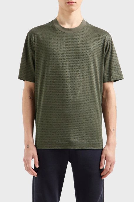 Emporio Armani Pamuklu Logolu Regular Fit Bisiklet Yaka Erkek T Shirt 6D1TD5 1JOSZ 06K0 HAKİ - Emporio Armani