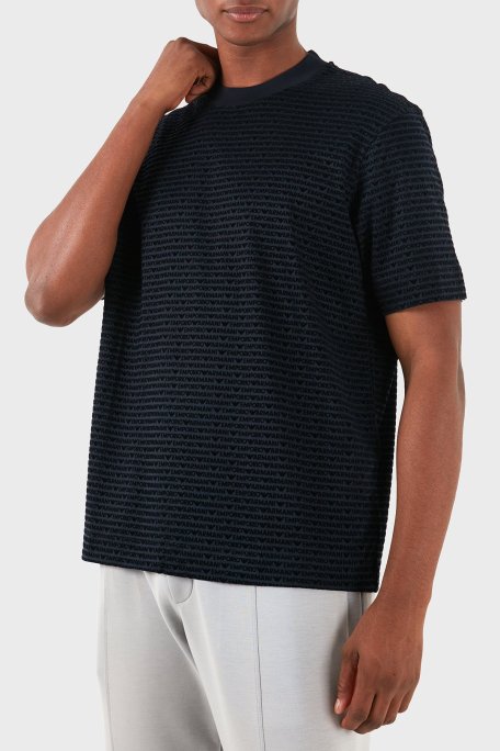 Emporio Armani Pamuklu Logolu Regular Fit Bisiklet Yaka Erkek T Shirt 6D1TD5 1JOSZ 0920 LACİVERT - Emporio Armani