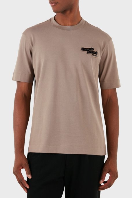 Emporio Armani Pamuklu Logolu Regular Fit Bisiklet Yaka Erkek T Shirt 6D1TD7 1JOCZ 0150 BEJ - Emporio Armani
