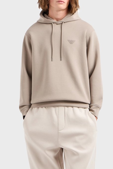 Emporio Armani Pamuklu Logolu Regular Fit Kapüşonlu Erkek Sweat 6D1M94 1JHSZ 0195 TOPRAK - Emporio Armani
