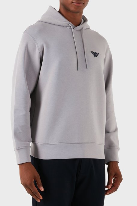 Emporio Armani Pamuklu Logolu Regular Fit Kapüşonlu Erkek Sweat 6D1M94 1JHSZ 0663 GRİ - Emporio Armani