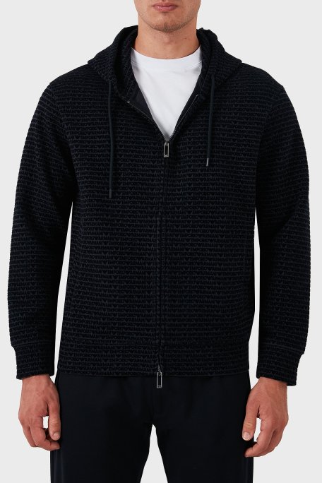 Emporio Armani Pamuklu Logolu Regular Fit Kapüşonlu Erkek Sweat 6D1MB0 1JHSZ 0920 LACİVERT - Emporio Armani