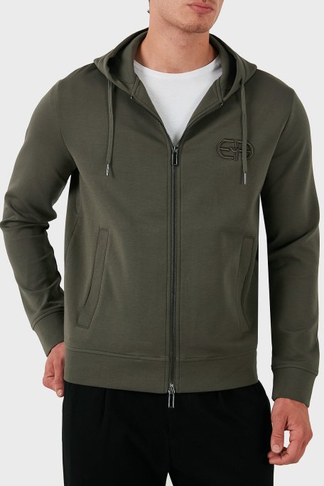 Emporio Armani Pamuklu Logolu Regular Fit Kapüşonlu Erkek Sweat 8N1ML6 1JHSZ 06K0 HAKİ - Emporio Armani