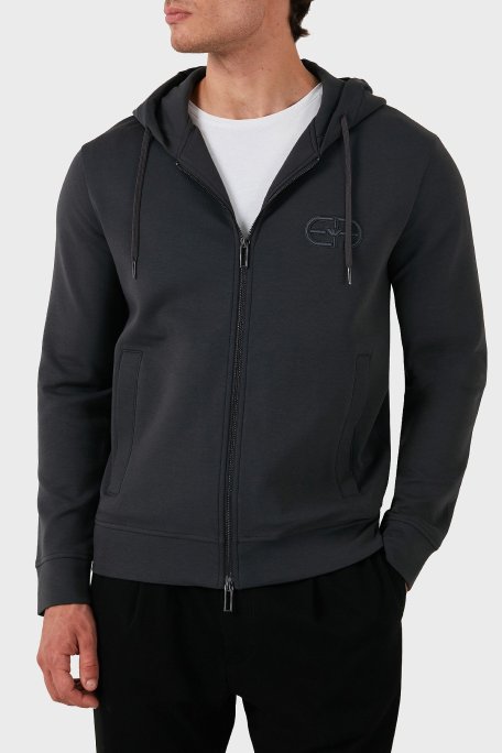 Emporio Armani Pamuklu Logolu Regular Fit Kapüşonlu Erkek Sweat 8N1ML6 1JHSZ 0842 ANTRASİT - Emporio Armani