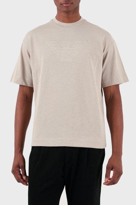 Emporio Armani Pamuklu Oversize Fit Bisiklet Yaka Erkek T Shirt 3D1T93 1J0EZ 0176 GRİ - Emporio Armani