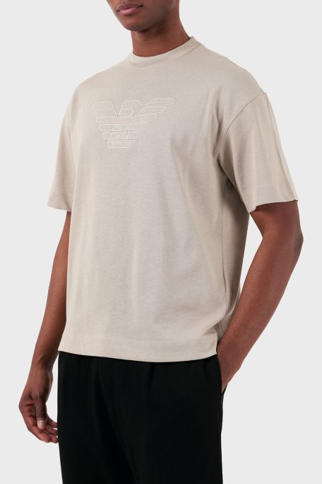 Emporio Armani Pamuklu Oversize Fit Bisiklet Yaka Erkek T Shirt 3D1T93 1J0EZ 0176 GRİ - Emporio Armani (1)