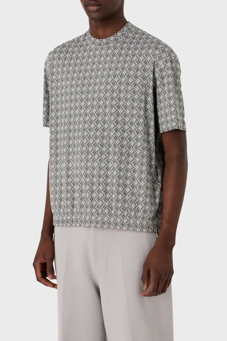 Emporio Armani Pamuklu Oversize Fit Bisiklet Yaka Erkek T Shirt 3D1TG7 1JOZZ F618 GRİ - Emporio Armani