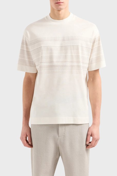 Emporio Armani Pamuklu Oversize Fit Erkek T Shirt 3D1TA3 1JUVZ 0128 EKRU - Emporio Armani