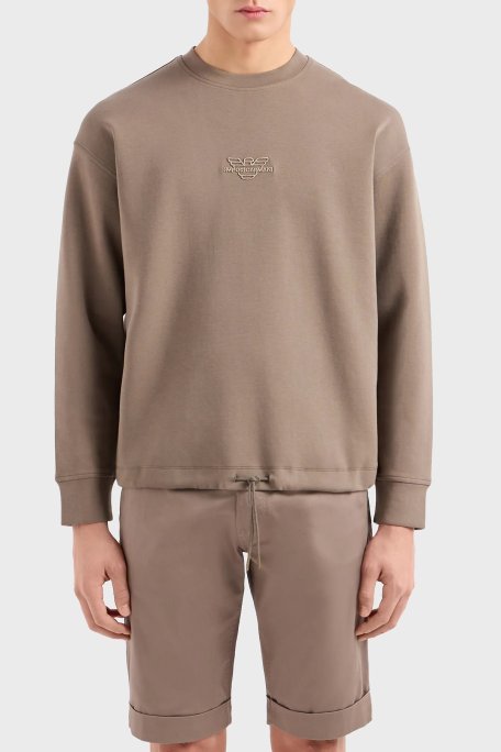 Emporio Armani Pamuklu Regular Fit Bisiklet Yaka Erkek Sweat 3D1M62 1JHSZ 0440 KAHVE - Emporio Armani