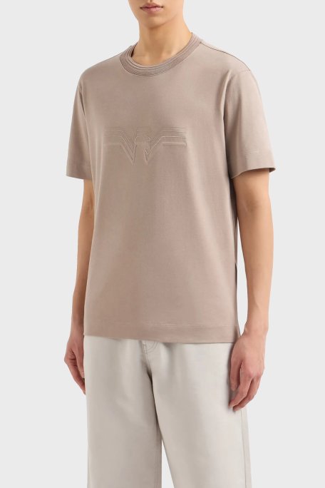 Emporio Armani Pamuklu Regular Fit Bisiklet Yaka Erkek T Shirt 3D1T89 1JWZZ 0650 BEJ - Emporio Armani