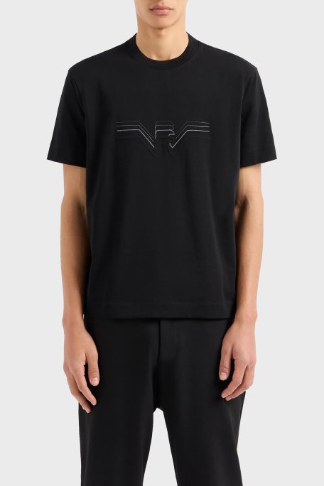 Emporio Armani Pamuklu Regular Fit Bisiklet Yaka Erkek T Shirt 3D1T89 1JWZZ 0999 SİYAH - Emporio Armani