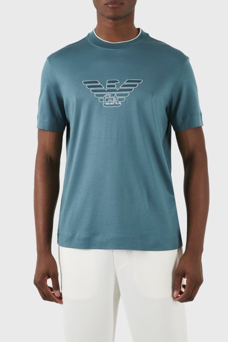 Emporio Armani Pamuklu Regular Fit Bisiklet Yaka Erkek T Shirt 3D1TD4 1JUVZ 0755 PETROL - Emporio Armani