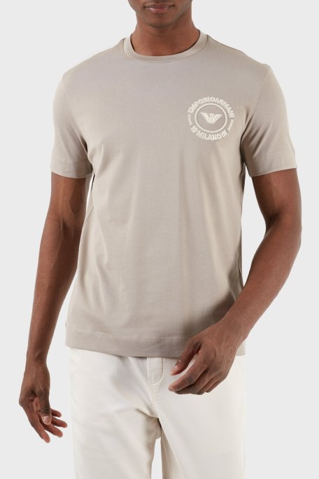 Emporio Armani Pamuklu Regular Fit Bisiklet Yaka Erkek T Shirt 3D1TG8 1JOCZ 06G9 BEJ - Emporio Armani
