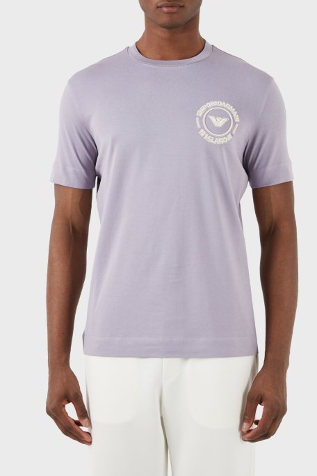 Emporio Armani Pamuklu Regular Fit Bisiklet Yaka Erkek T Shirt 3D1TG8 1JOCZ 08A9 LİLA - Emporio Armani
