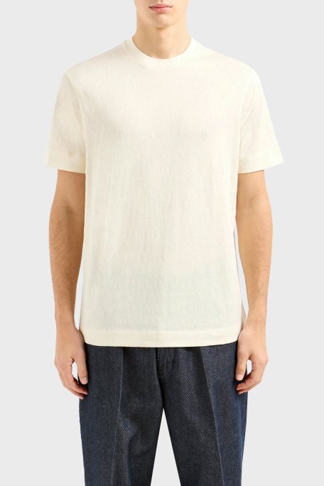 Emporio Armani Pamuklu Regular Fit Bisiklet Yaka Erkek T Shirt 3D1TH5 1JORZ 0128 EKRU - Emporio Armani