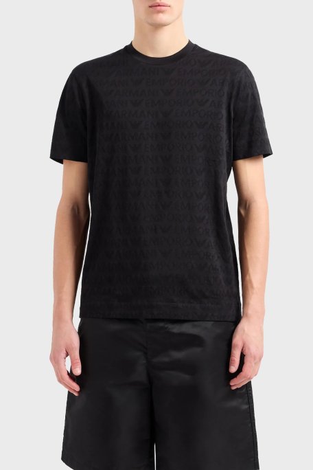 Emporio Armani Pamuklu Regular Fit Bisiklet Yaka Erkek T Shirt 3D1TH5 1JORZ 0999 SİYAH - Emporio Armani