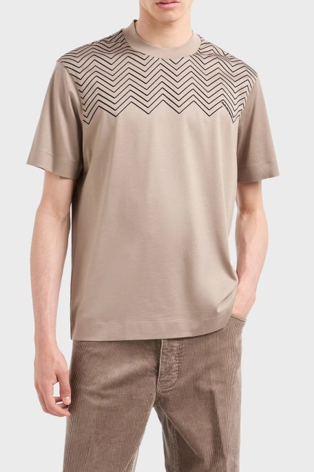 Emporio Armani Pamuklu Regular Fit Bisiklet Yaka Erkek T Shirt 6D1T91 1JOSZ 0144 BEJ - Emporio Armani