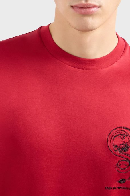 Emporio Armani Pamuklu Regular Fit Bisiklet Yaka Erkek T Shirt EM000009 AF10017 M5003 KIRMIZI - Emporio Armani (1)