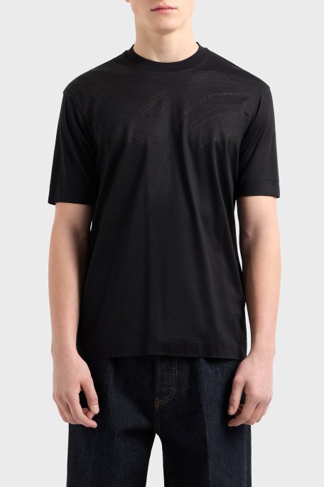 Emporio Armani Pamuklu Regular Fit Bisiklet Yaka Erkek T Shirt EM001023 AF13747 MC203 SİYAH - Emporio Armani