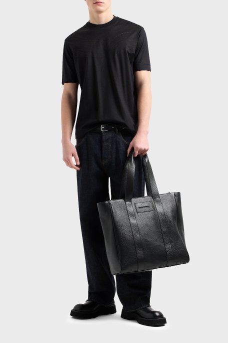 Emporio Armani Pamuklu Regular Fit Bisiklet Yaka Erkek T Shirt EM001023 AF13747 MC203 SİYAH - Emporio Armani (1)