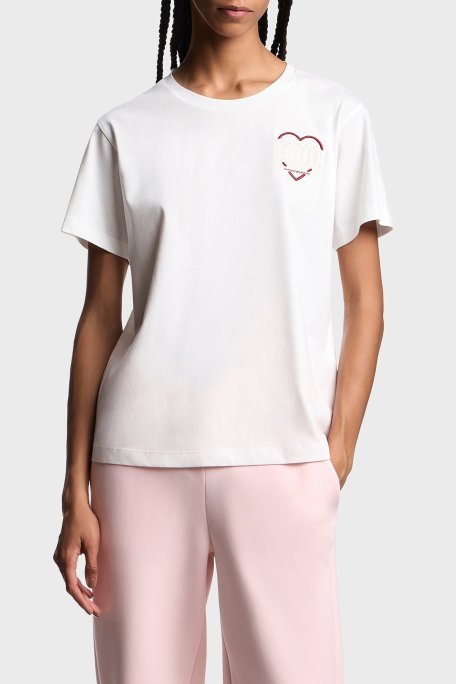 Emporio Armani Pamuklu Regular Fit Bisiklet Yaka Minimal Desenli Bayan T Shirt EW002608 AF18844 U0006 BEYAZ - Emporio Armani