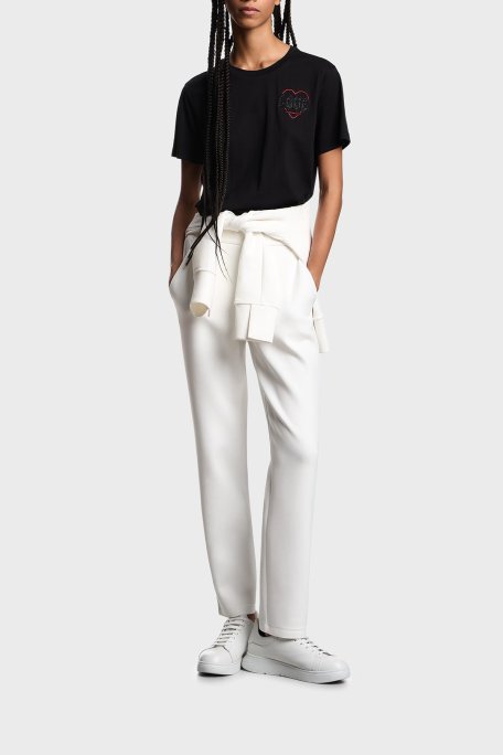 Emporio Armani Pamuklu Regular Fit Bisiklet Yaka Minimal Desenli Bayan T Shirt EW002608 AF18844 UC001 SİYAH - Emporio Armani (1)