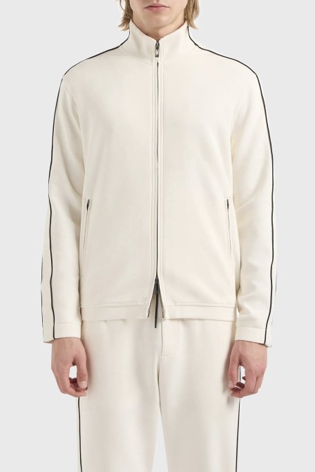 Emporio Armani Pamuklu Regular Fit Dik Yaka Erkek Sweat 3D1M69 1JHSZ 0128 EKRU - Emporio Armani